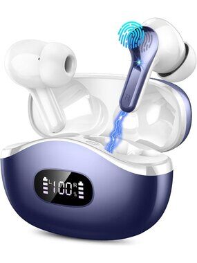 Wireless Deep Blue 5.4 HiFi Stereo Noise Cancelling Mics 48H Bluetooth Earbud